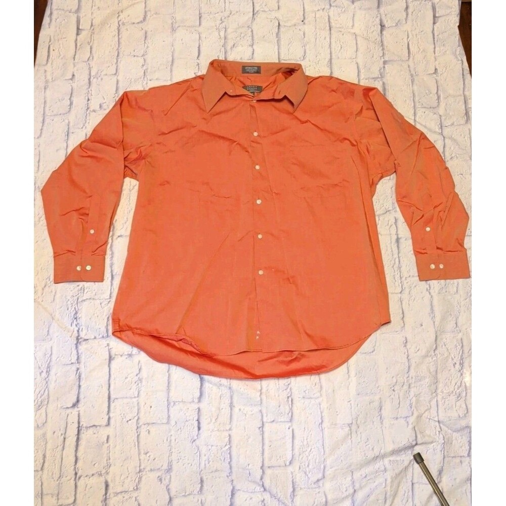 Crazy Horse Orange  Button-Up Dress Shirt Men's 18 34-35 100% Cotton